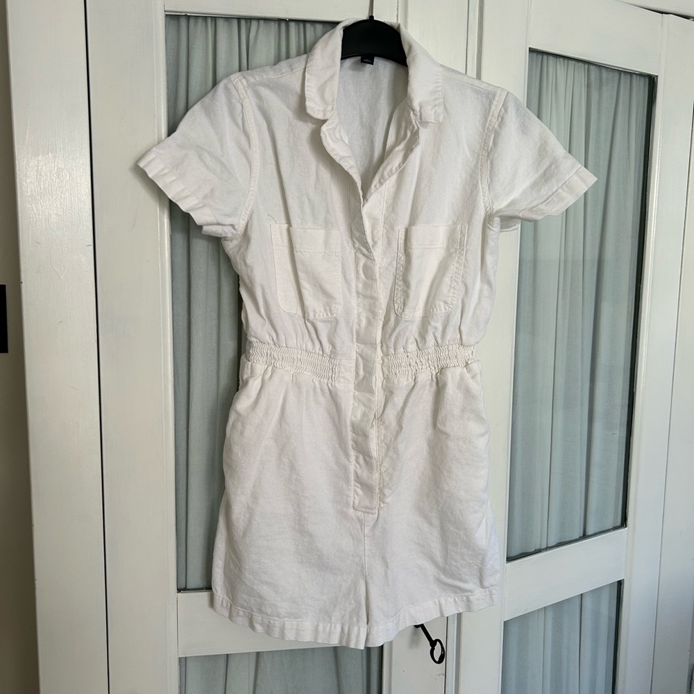 White Short Sleeve Romper